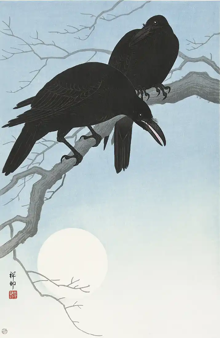 Two crows on a branch
